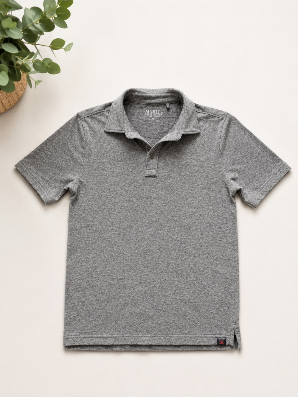 Men's Faherty Gray Short Sleeve Polo Shirt